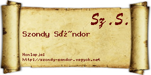 Szondy Sándor névjegykártya